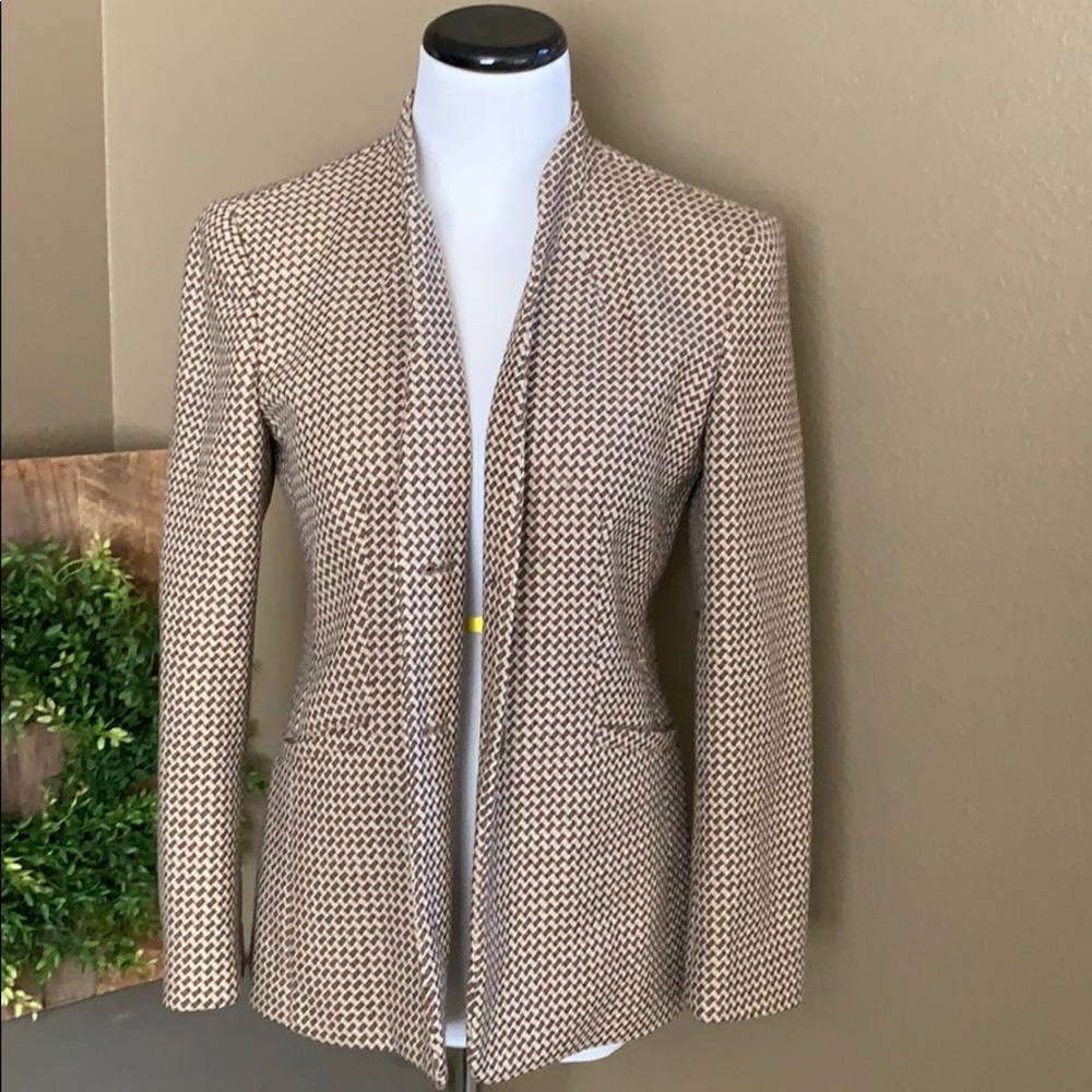 Talbots Petites Lattice Women’s Brown Wool Blazer